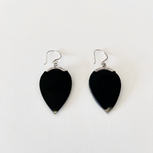 Stirling Silver and Abalone Shell Teardrop Earrings - Picture 3 of 4